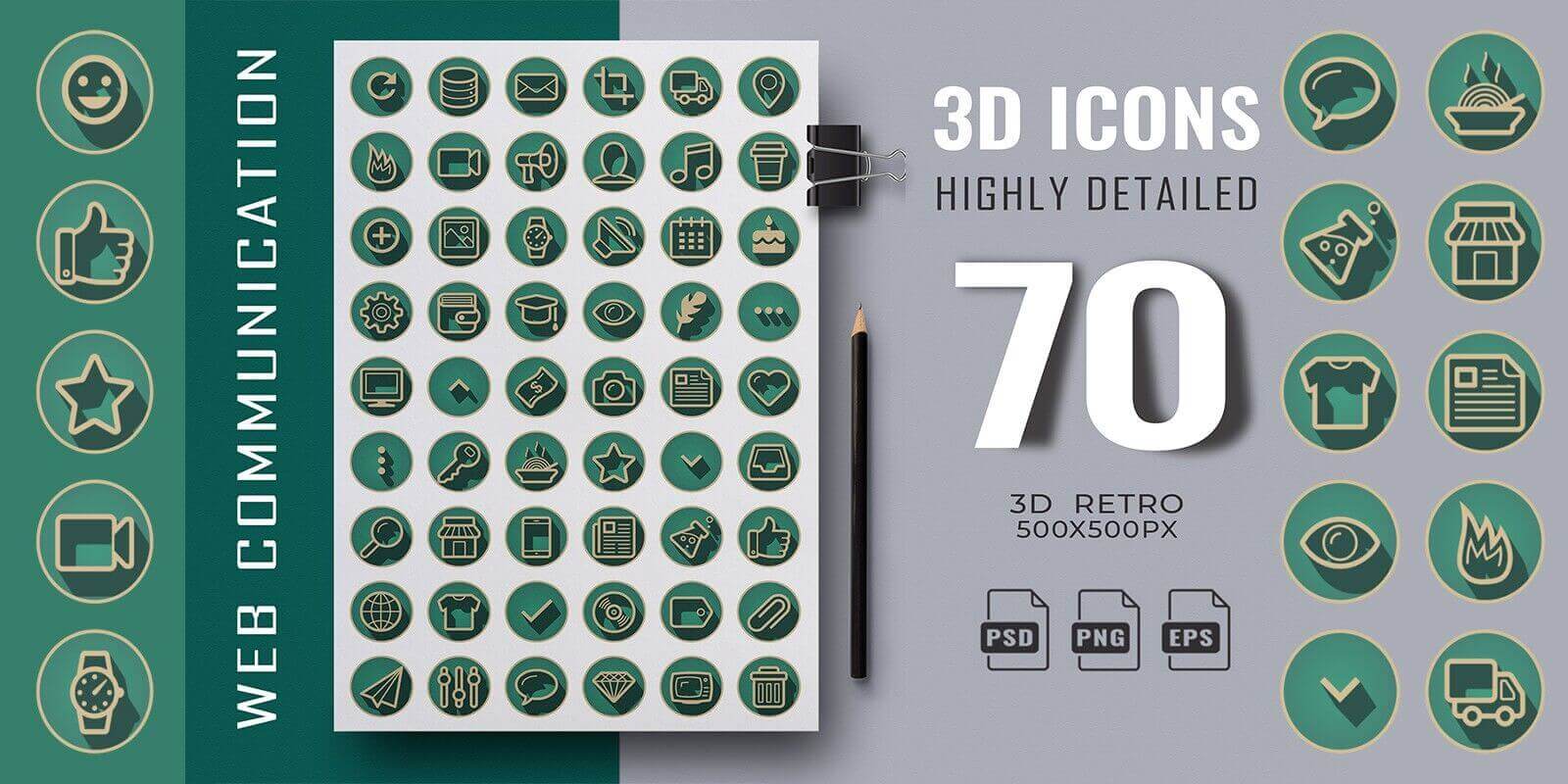 11. 70 3D Retro Web Communication Icons