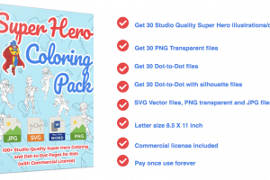 [PLR] Super Hero Coloring Pack Review: NEW Coloring + Dot-to-Dot Pack w/ Commercial Rights