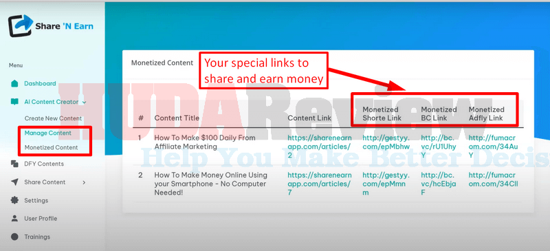 Share-'N-Earn-demo-3-Monetized-Content