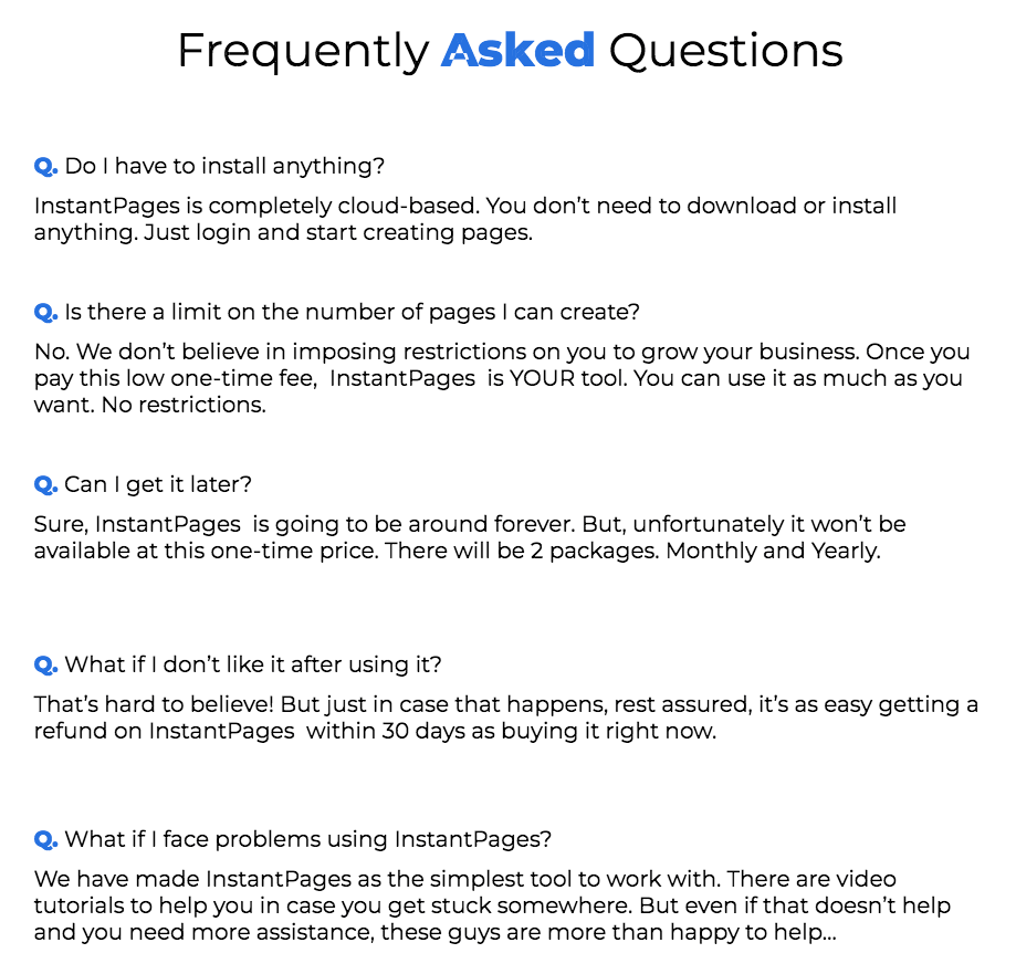 InstantPages-FAQ