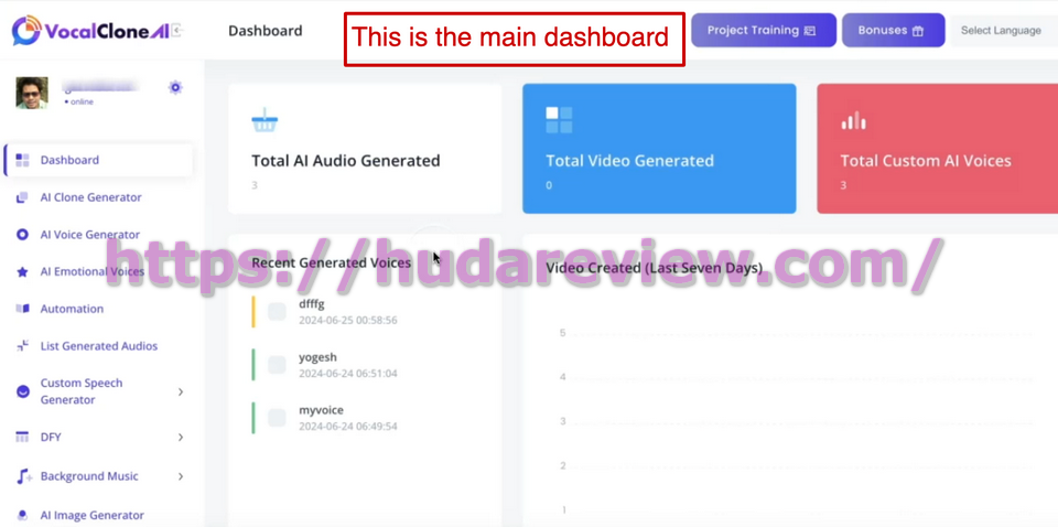 vocalclone-ai-how-to-use-1-dashboard