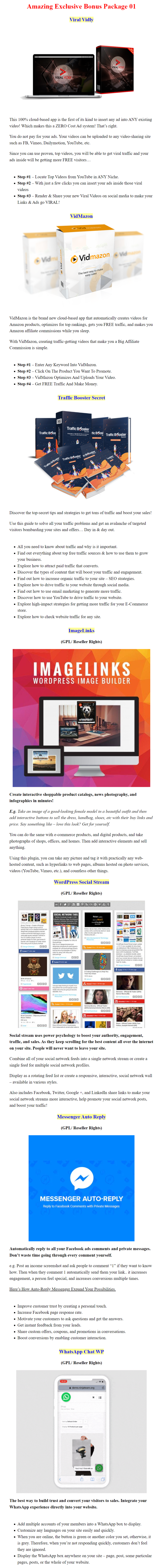 Amazing Exclusive Bonus Package 01 - hudareview.com
