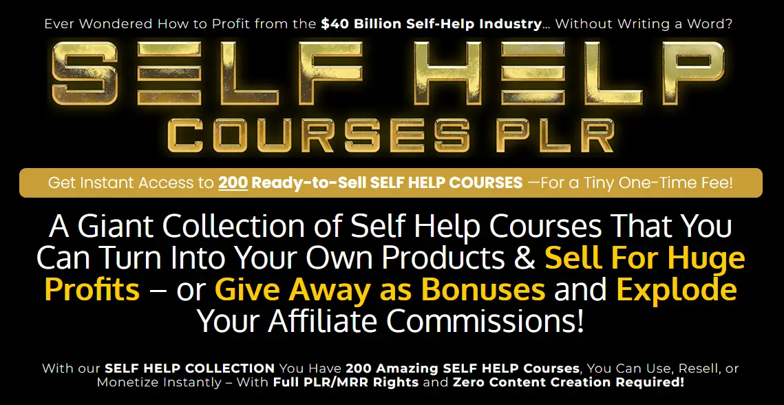 Self Help Courses PLR Review with Huge Bonuses, OTO Infos