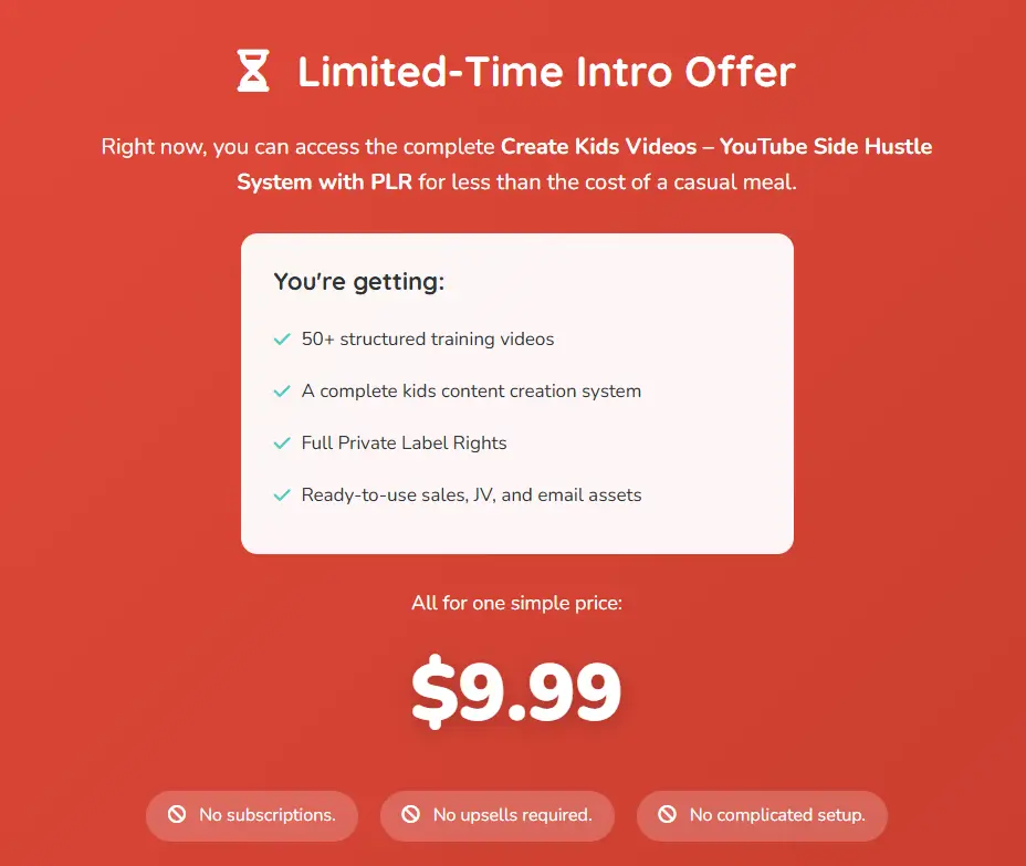 What is (PLR) Create Kids Videos YouTube Side Hustle System?