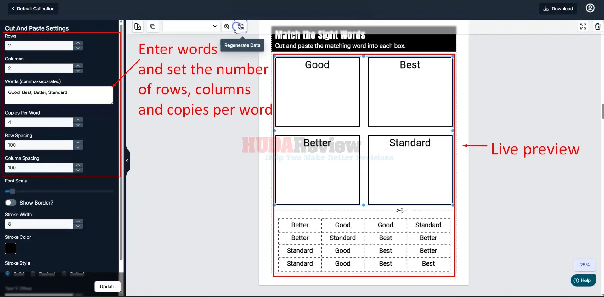 Cut-And-Paste-Worksheet-Generator-Demo-7-sight-words