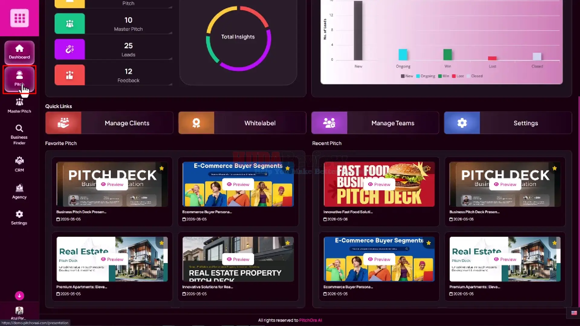 Pitchora-AI-Demo-3-menu