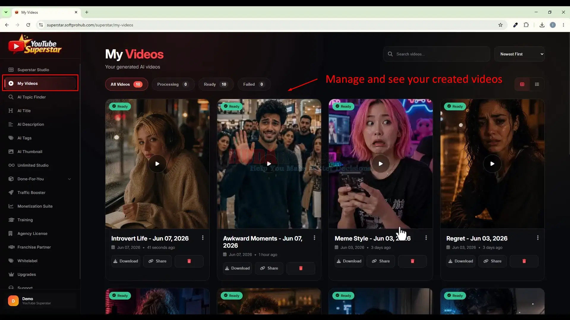 AI-YouTube-SuperStar-Demo-6-manage