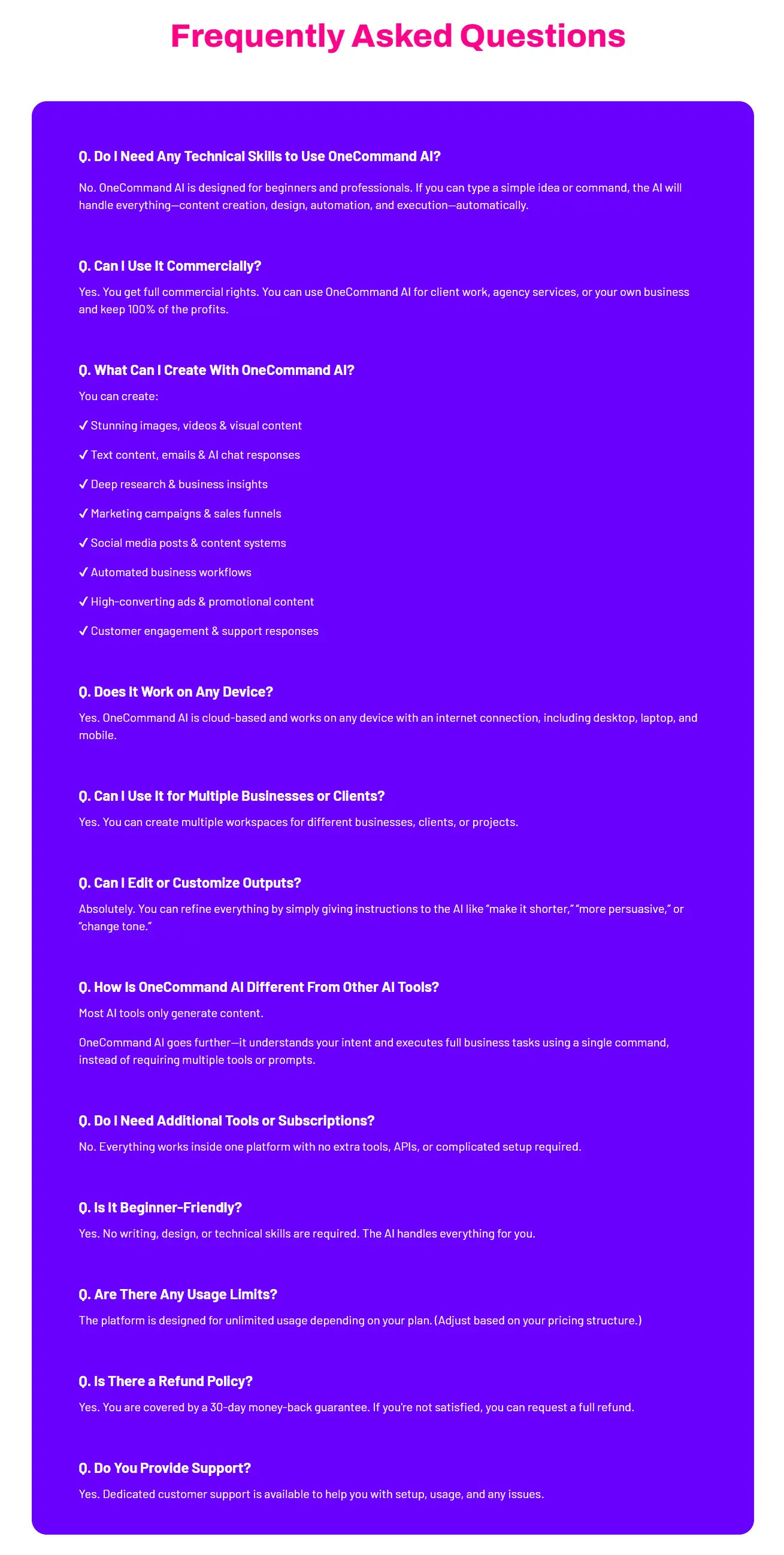 OneCommand-AI-Review-FQAs