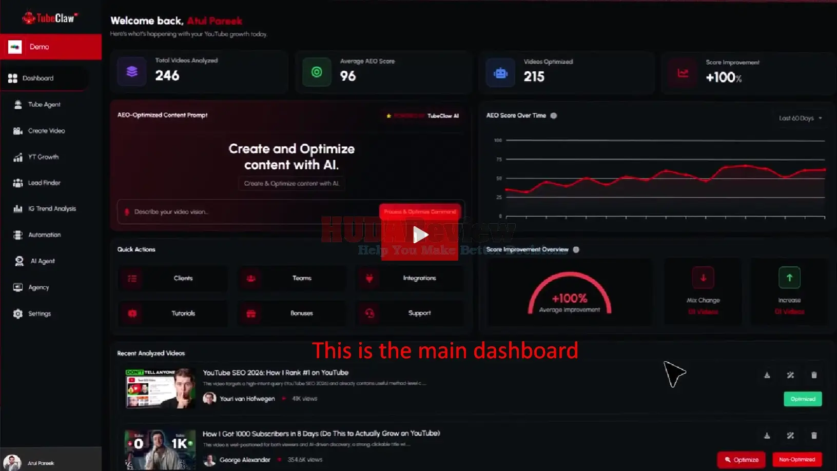 Tube-Claw-AI-Demo-1-Dashboard