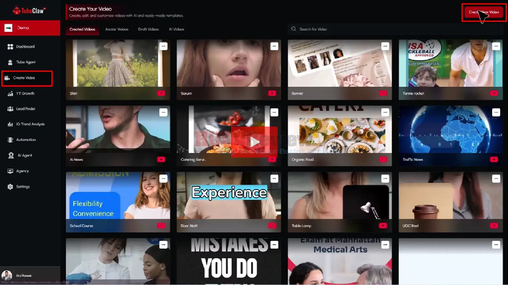 Tube-Claw-AI-Demo-11-Create-Video