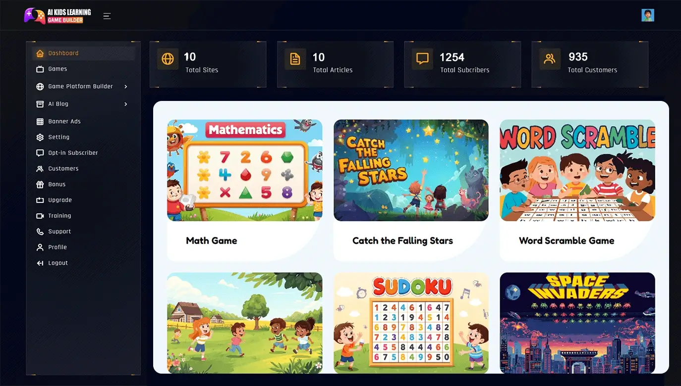AI-Kids-Learning-Game-Builder-Feature-7-Platform