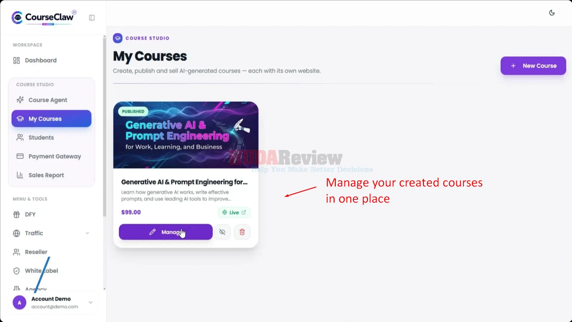 CourseClaw-AI-Demo-11-manage
