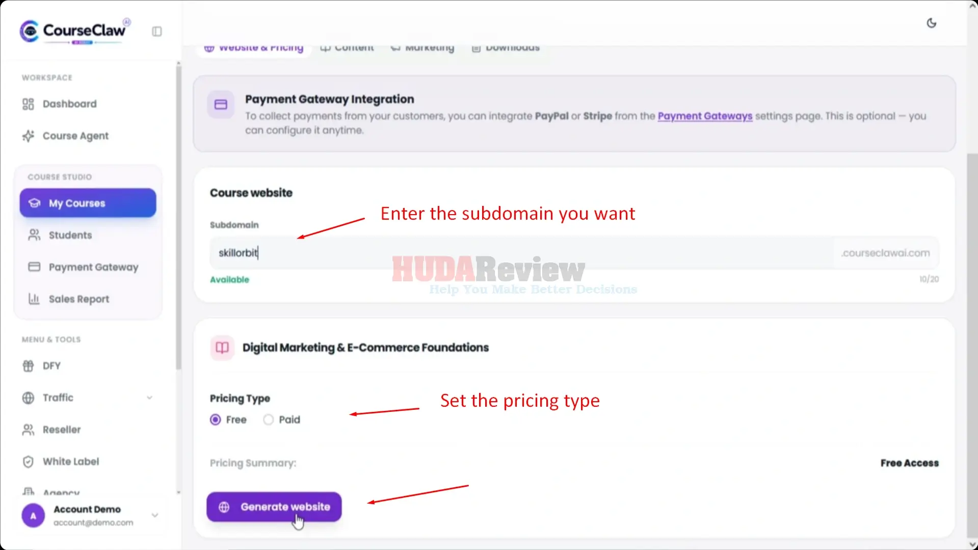 CourseClaw-AI-Demo-7-subdomain