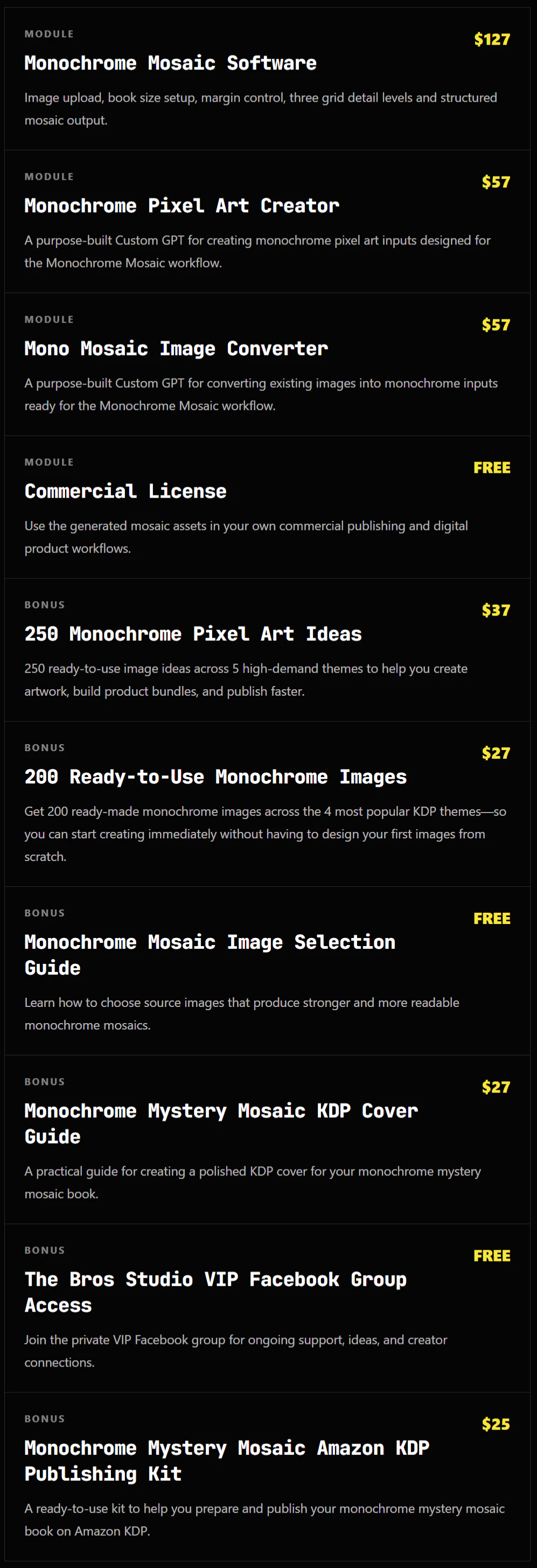 Monochrome-Mosaic-price