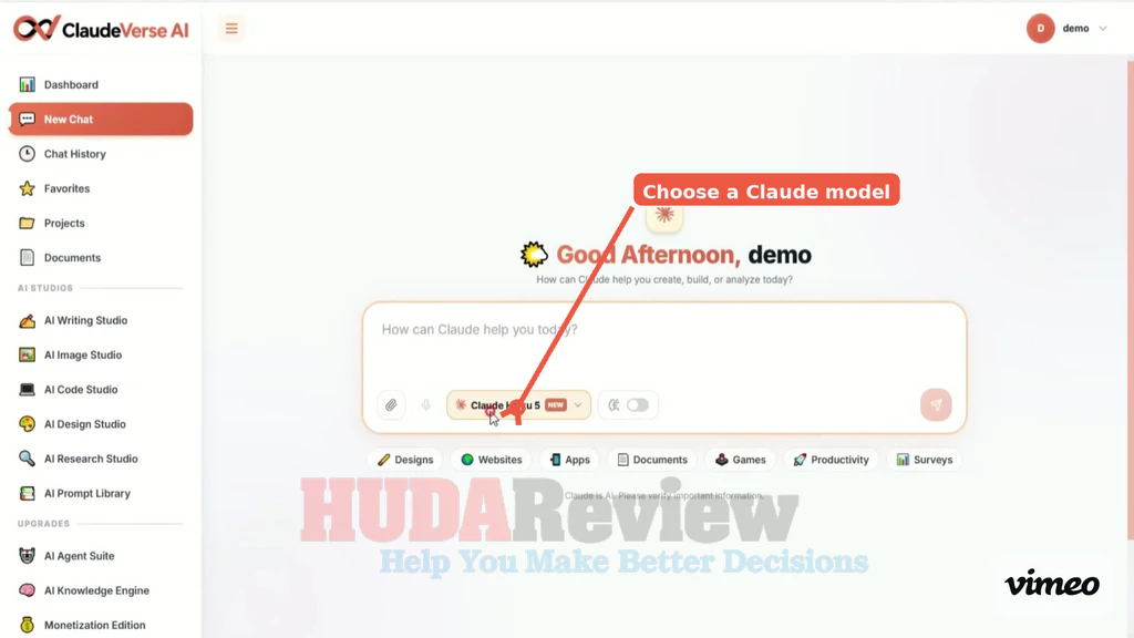 ClaudeVerse-AI-demo-2-choose