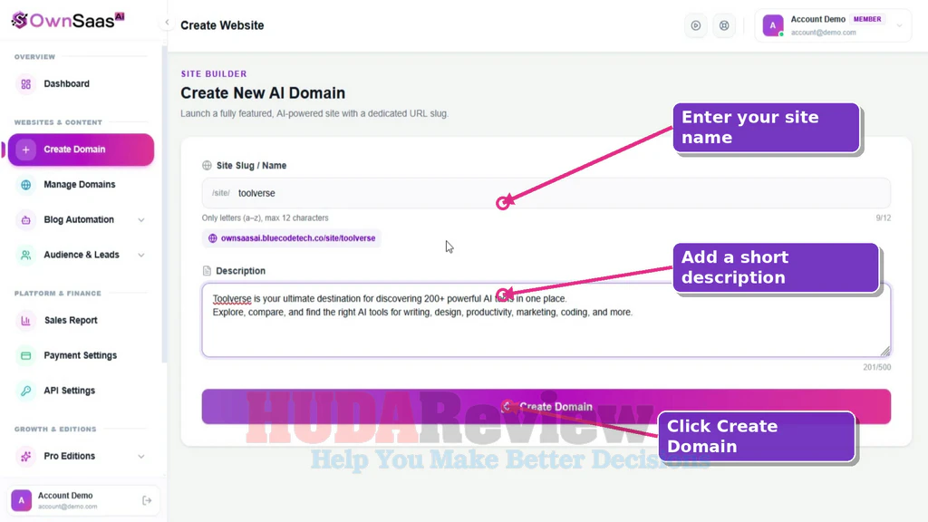 OwnSaaS-AI-demo-2-Domain