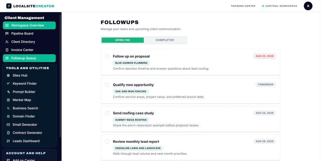 LocalSiteCreator-feature-8-Followup